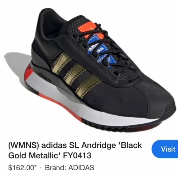 Adidas SL Andridge Black Gold Metallic, Women Size 8 - Picture 2 of 7
